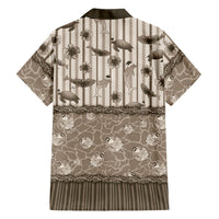Hawaii Christmas In July Family Matching Long Sleeve Bodycon Dress and Hawaiian Shirt Beige Mele Kalikimaka Sea Animals