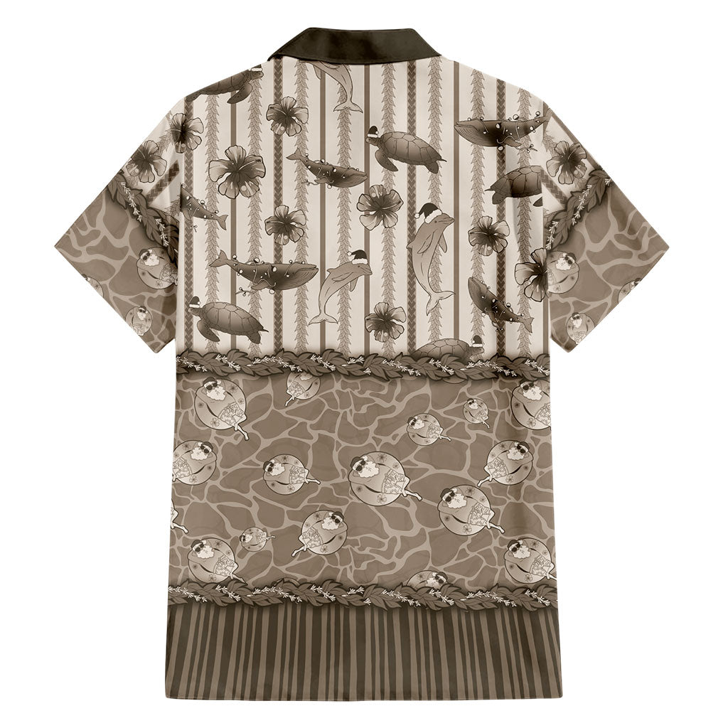 Hawaii Christmas In July Family Matching Mermaid Dress and Hawaiian Shirt Beige Mele Kalikimaka Sea Animals
