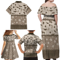 Hawaii Christmas In July Family Matching Off Shoulder Maxi Dress and Hawaiian Shirt Beige Mele Kalikimaka Sea Animals