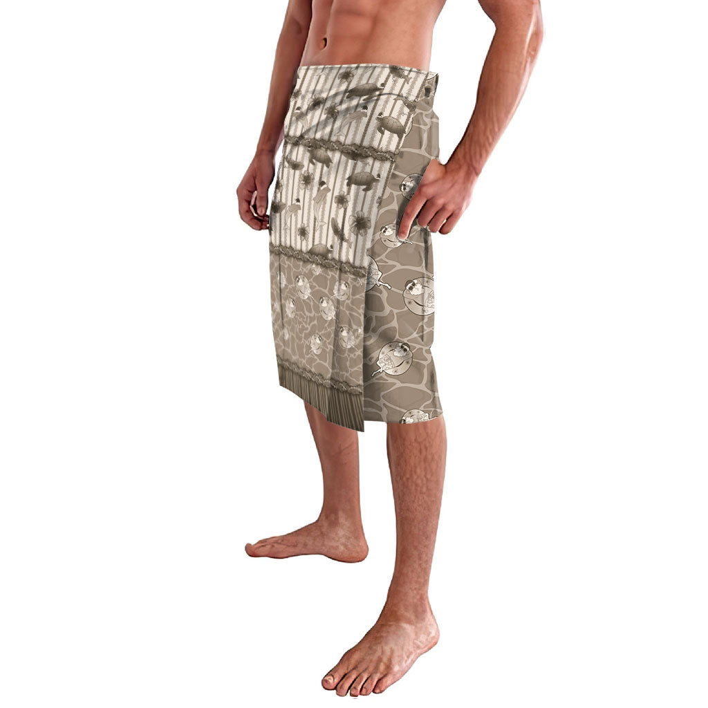 Hawaii Christmas In July Lavalava Beige Mele Kalikimaka Sea Animals DT05 - Polynesian Pride