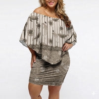 Hawaii Christmas In July Off Shoulder Short Dress Beige Mele Kalikimaka Sea Animals DT05 Women Beige - Polynesian Pride