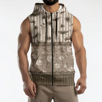 Hawaii Christmas In July Sleeveless Zip Hoodie Beige Mele Kalikimaka Sea Animals