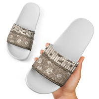 Hawaii Christmas In July Slide Sandals Beige Mele Kalikimaka Sea Animals