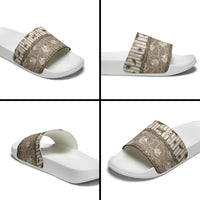 Hawaii Christmas In July Slide Sandals Beige Mele Kalikimaka Sea Animals