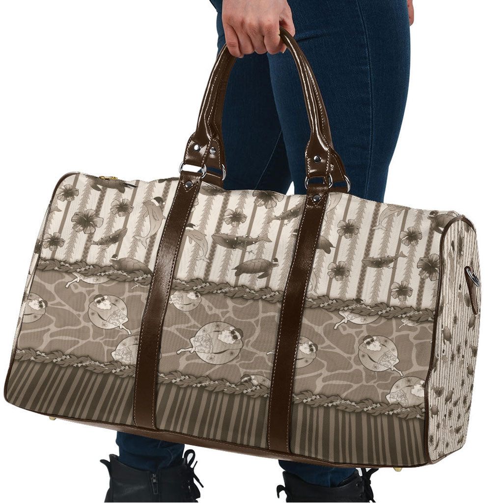 Hawaii Christmas In July Travel Bag Beige Mele Kalikimaka Sea Animals DT05 - Polynesian Pride