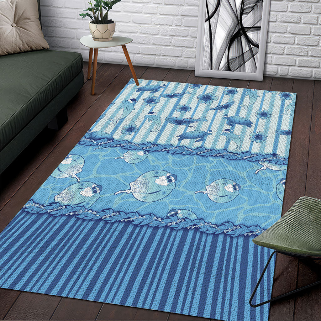 Hawaii Christmas In July Area Rug Sky Blue Mele Kalikimaka Sea Animals