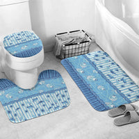 Hawaii Christmas In July Bathroom Set Sky Blue Mele Kalikimaka Sea Animals DT05 Mat Set Only (3 pcs) One Size Blue - Polynesian Pride