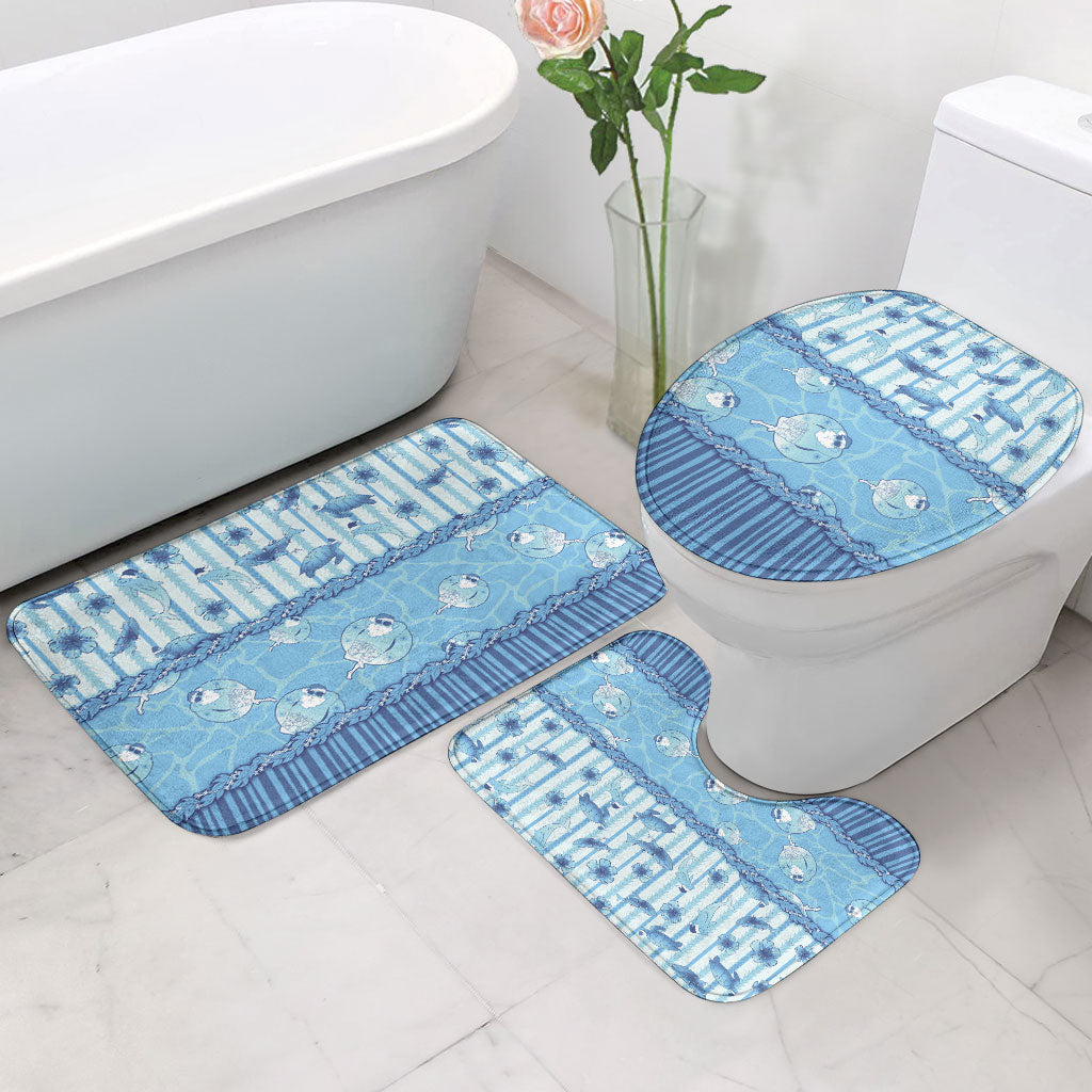 Hawaii Christmas In July Bathroom Set Sky Blue Mele Kalikimaka Sea Animals DT05 - Polynesian Pride
