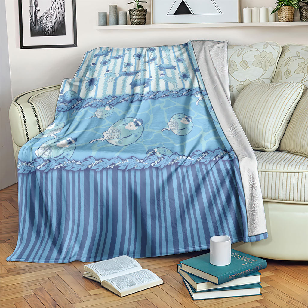 Hawaii Christmas In July Blanket Sky Blue Mele Kalikimaka Sea Animals DT05 Blue - Polynesian Pride