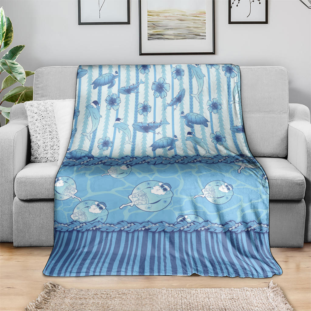 Hawaii Christmas In July Blanket Sky Blue Mele Kalikimaka Sea Animals DT05 - Polynesian Pride