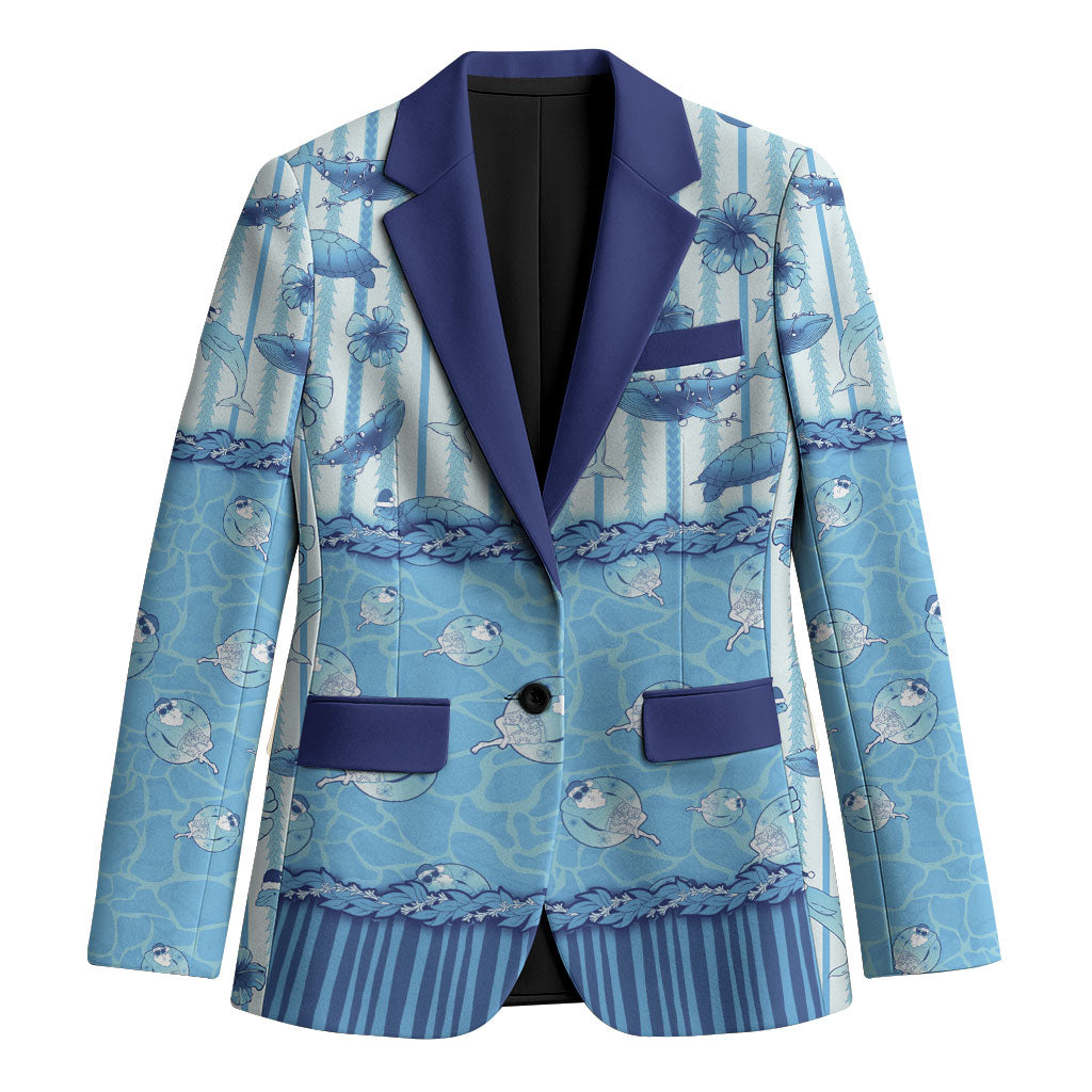 Hawaii Christmas In July Blazer Sky Blue Mele Kalikimaka Sea Animals DT05 Unisex Blue - Polynesian Pride