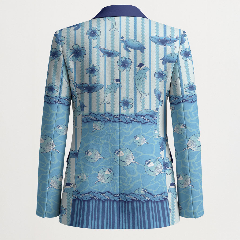Hawaii Christmas In July Blazer Sky Blue Mele Kalikimaka Sea Animals DT05 - Polynesian Pride