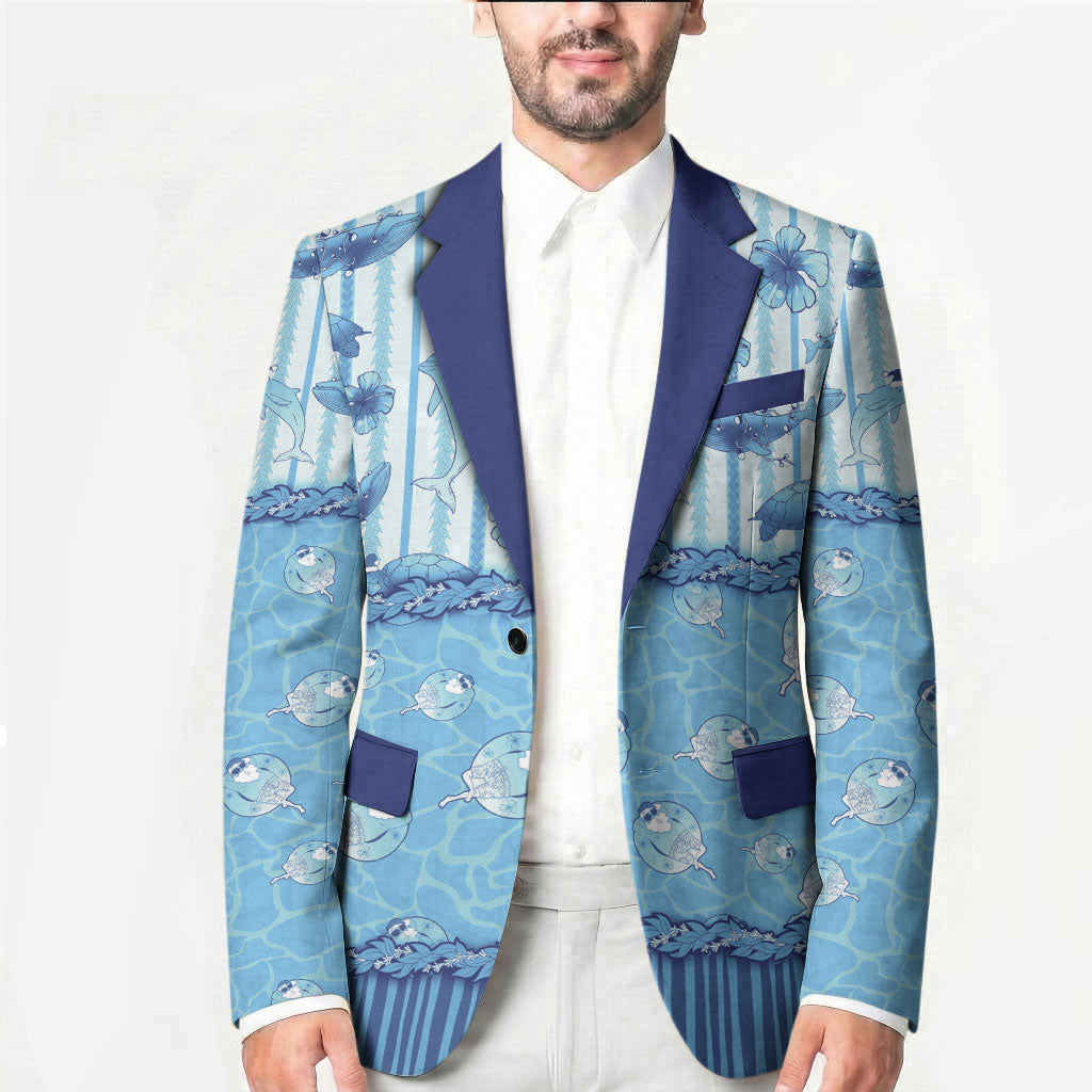 Hawaii Christmas In July Blazer Sky Blue Mele Kalikimaka Sea Animals DT05 - Polynesian Pride