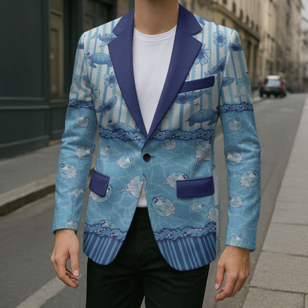 Hawaii Christmas In July Blazer Sky Blue Mele Kalikimaka Sea Animals DT05 - Polynesian Pride