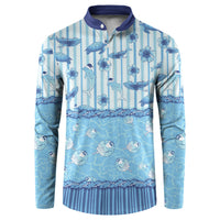 Hawaii Christmas In July Button Sweatshirt Sky Blue Mele Kalikimaka Sea Animals DT05 Blue - Polynesian Pride