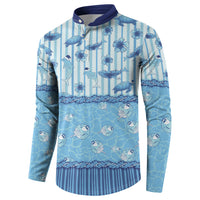 Hawaii Christmas In July Button Sweatshirt Sky Blue Mele Kalikimaka Sea Animals DT05 - Polynesian Pride
