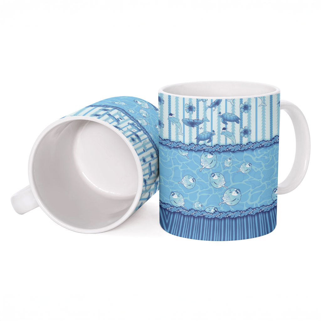 Hawaii Christmas In July Ceramic Mug Sky Blue Mele Kalikimaka Sea Animals DT05 - Polynesian Pride