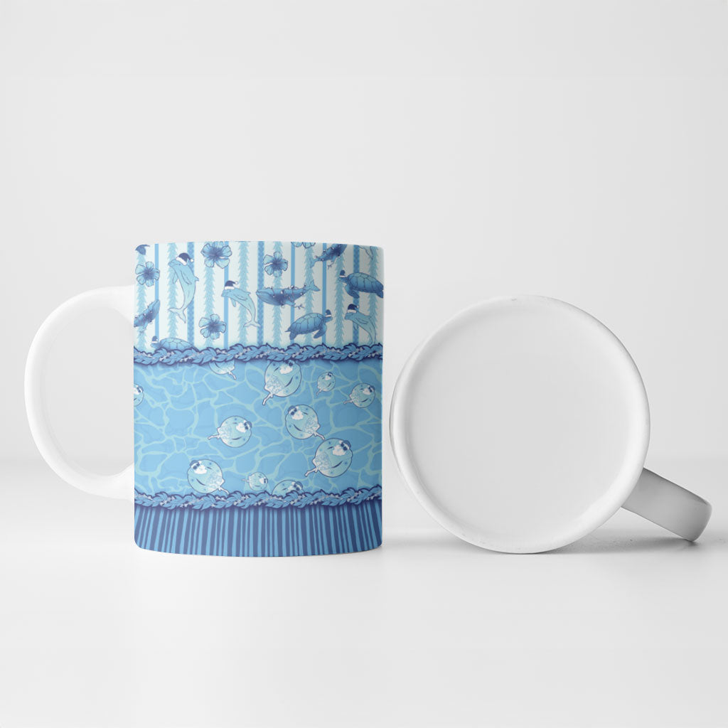 Hawaii Christmas In July Ceramic Mug Sky Blue Mele Kalikimaka Sea Animals DT05 - Polynesian Pride