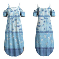 Hawaii Christmas In July Couples Matching Summer Maxi Dress and Hawaiian Shirt Sky Blue Mele Kalikimaka Sea Animals DT05 - Polynesian Pride