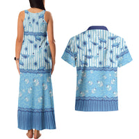 Hawaii Christmas In July Couples Matching Tank Maxi Dress and Hawaiian Shirt Sky Blue Mele Kalikimaka Sea Animals