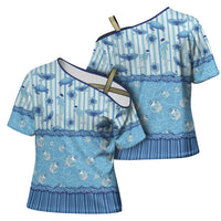 Hawaii Christmas In July Cross Shoulder Shirt Sky Blue Mele Kalikimaka Sea Animals DT05 - Polynesian Pride