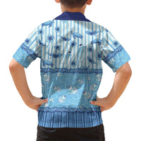 Hawaii Christmas In July Family Matching Short Sleeve Bodycon Dress and Hawaiian Shirt Sky Blue Mele Kalikimaka Sea Animals