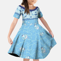 Hawaii Christmas In July Family Matching Tank Maxi Dress and Hawaiian Shirt Sky Blue Mele Kalikimaka Sea Animals