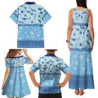 Hawaii Christmas In July Family Matching Tank Maxi Dress and Hawaiian Shirt Sky Blue Mele Kalikimaka Sea Animals