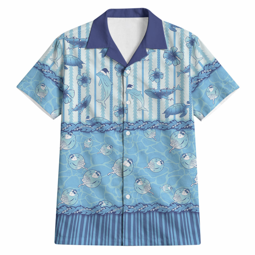 Hawaii Christmas In July Hawaiian Shirt Sky Blue Mele Kalikimaka Sea Animals DT05 Blue - Polynesian Pride