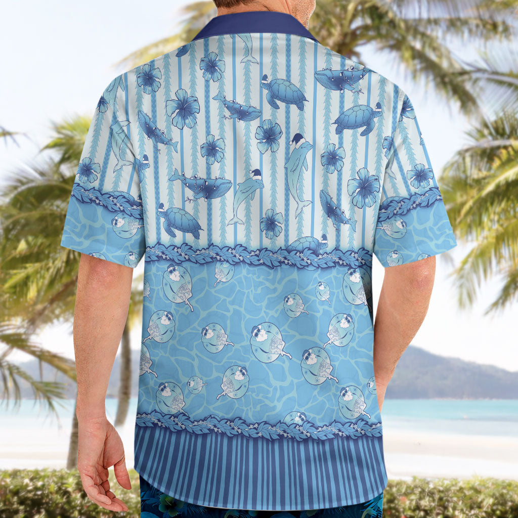 Hawaii Christmas In July Hawaiian Shirt Sky Blue Mele Kalikimaka Sea Animals DT05 - Polynesian Pride