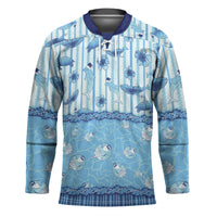 Hawaii Christmas In July Hockey Jersey Sky Blue Mele Kalikimaka Sea Animals DT05 Unisex Blue - Polynesian Pride