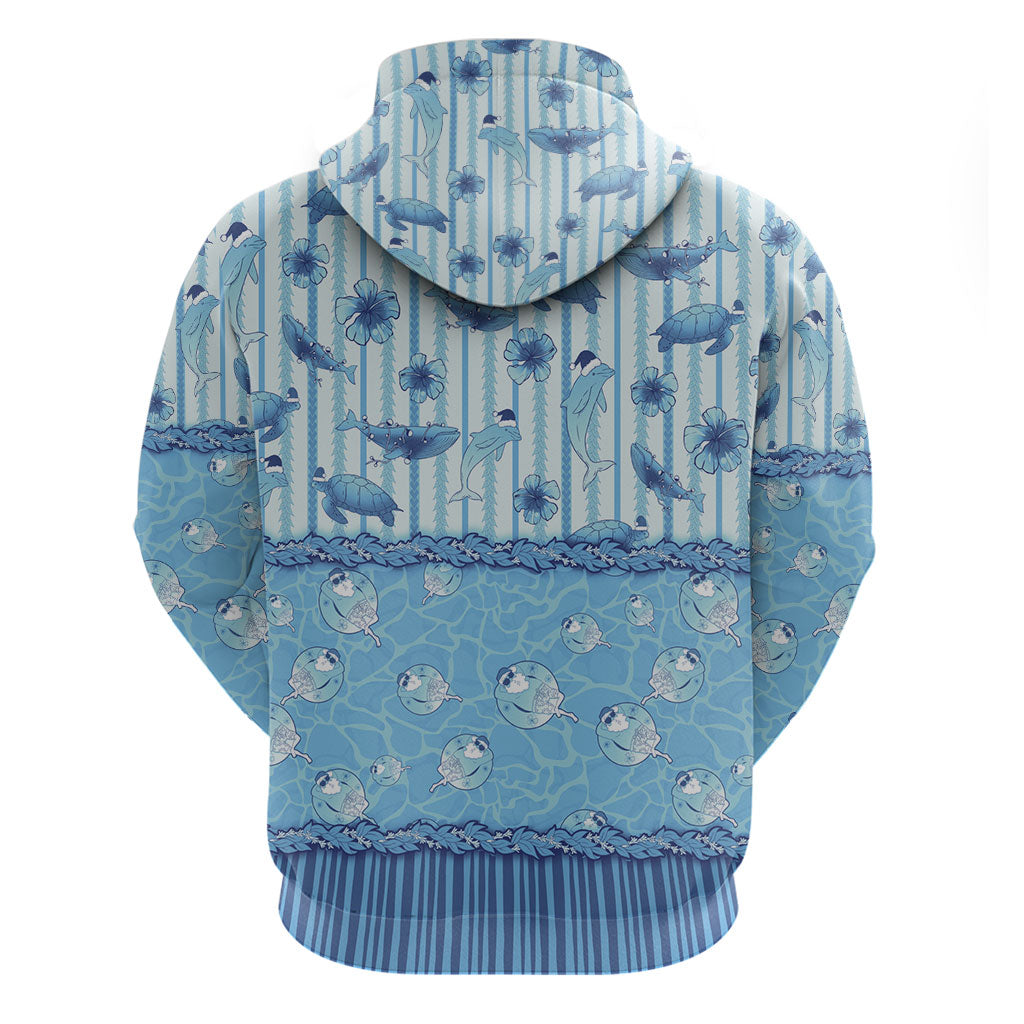 Hawaii Christmas In July Hoodie Sky Blue Mele Kalikimaka Sea Animals DT05 - Polynesian Pride
