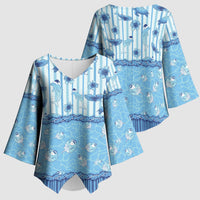 Hawaii Christmas In July Kimono Sleeve Blouse Sky Blue Mele Kalikimaka Sea Animals DT05 - Polynesian Pride
