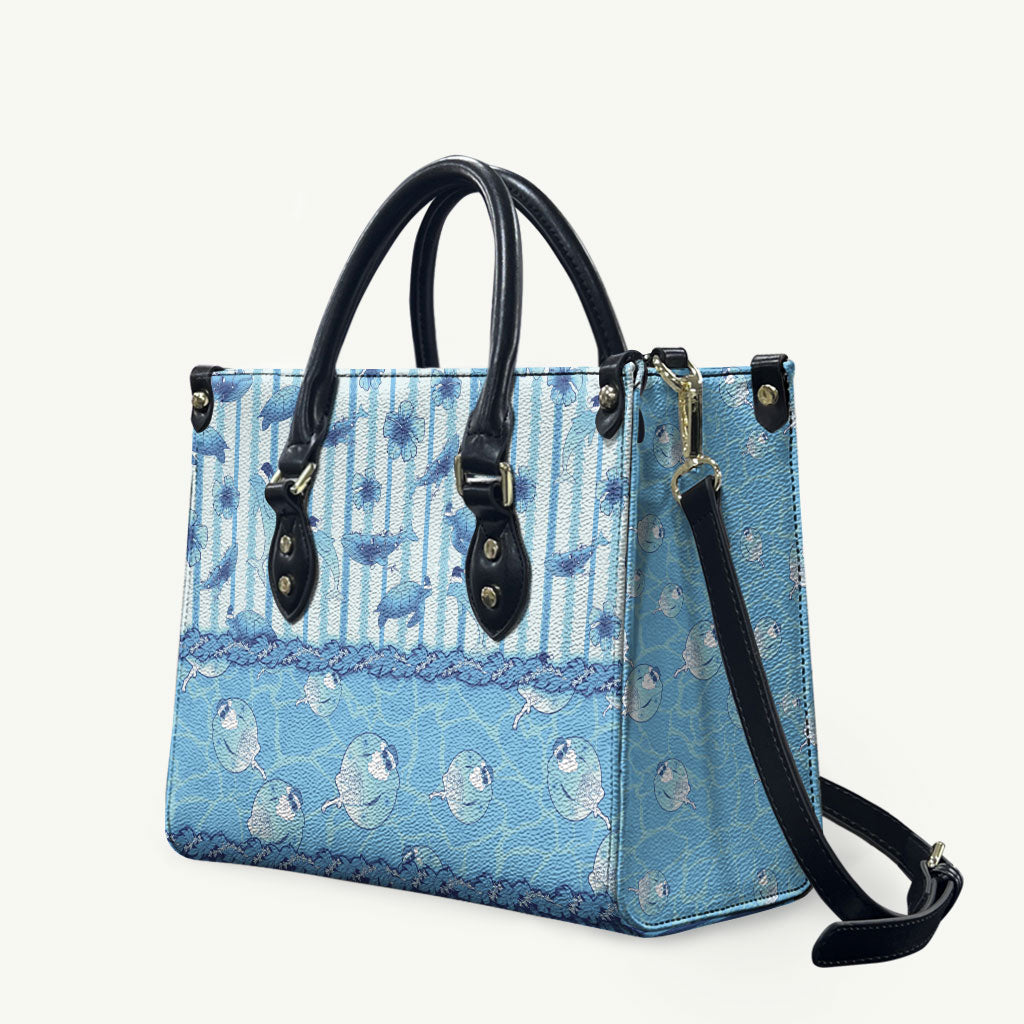 Hawaii Christmas In July Leather Bag Sky Blue Mele Kalikimaka Sea Animals