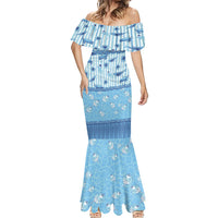 Hawaii Christmas In July Mermaid Dress Sky Blue Mele Kalikimaka Sea Animals