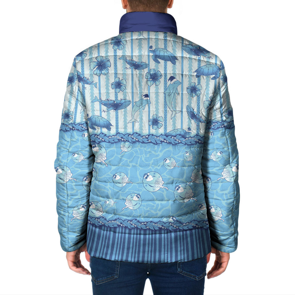 Hawaii Christmas In July Padded Jacket Sky Blue Mele Kalikimaka Sea Animals DT05 - Polynesian Pride