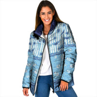 Hawaii Christmas In July Padded Jacket Sky Blue Mele Kalikimaka Sea Animals DT05 Women Blue - Polynesian Pride