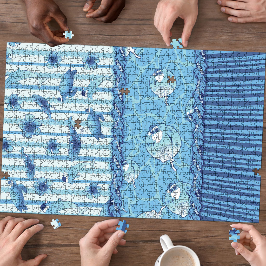 Hawaii Christmas In July Puzzle Sky Blue Mele Kalikimaka Sea Animals DT05 - Polynesian Pride