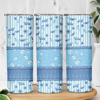 Hawaii Christmas In July Skinny Tumbler Sky Blue Mele Kalikimaka Sea Animals