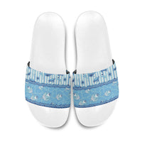 Hawaii Christmas In July Slide Sandals Sky Blue Mele Kalikimaka Sea Animals