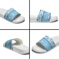 Hawaii Christmas In July Slide Sandals Sky Blue Mele Kalikimaka Sea Animals