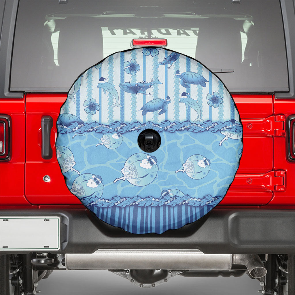 Hawaii Christmas In July Spare Tire Cover Sky Blue Mele Kalikimaka Sea Animals DT05 - Polynesian Pride