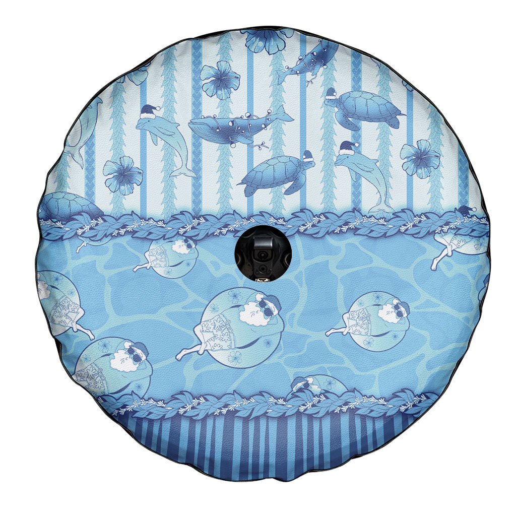 Hawaii Christmas In July Spare Tire Cover Sky Blue Mele Kalikimaka Sea Animals DT05 - Polynesian Pride