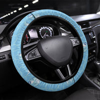 Hawaii Christmas In July Steering Wheel Cover Sky Blue Mele Kalikimaka Sea Animals DT05 Universal Fit Blue - Polynesian Pride