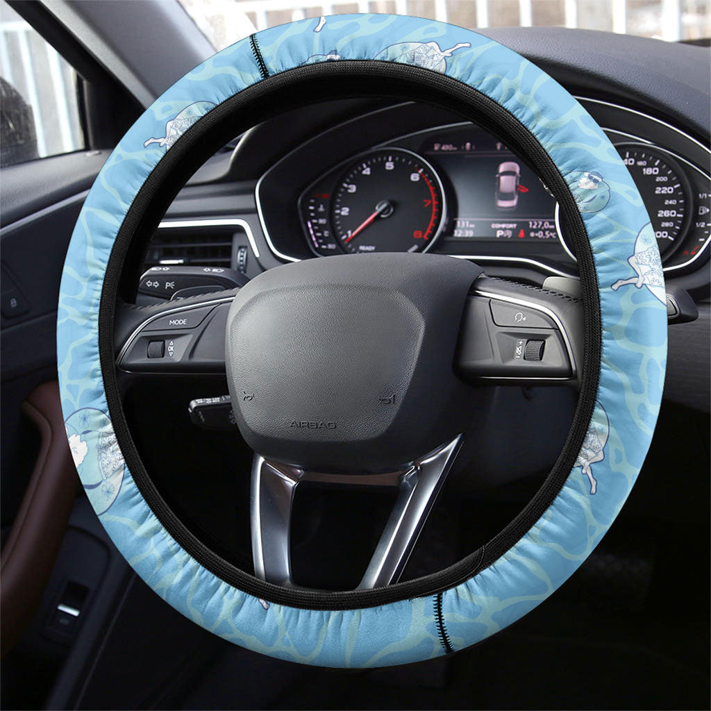 Hawaii Christmas In July Steering Wheel Cover Sky Blue Mele Kalikimaka Sea Animals DT05 - Polynesian Pride