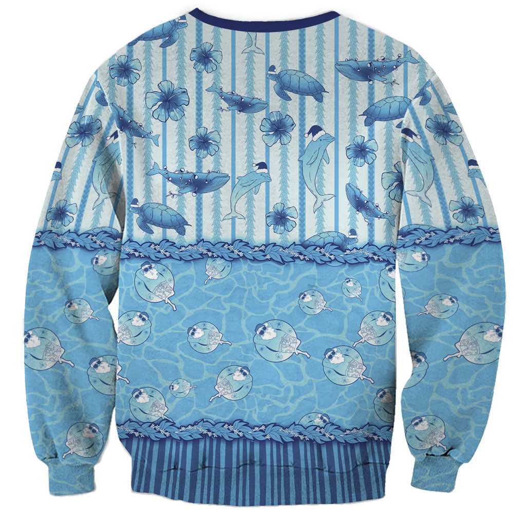 Hawaii Christmas In July Sweatshirt Sky Blue Mele Kalikimaka Sea Animals DT05 - Polynesian Pride