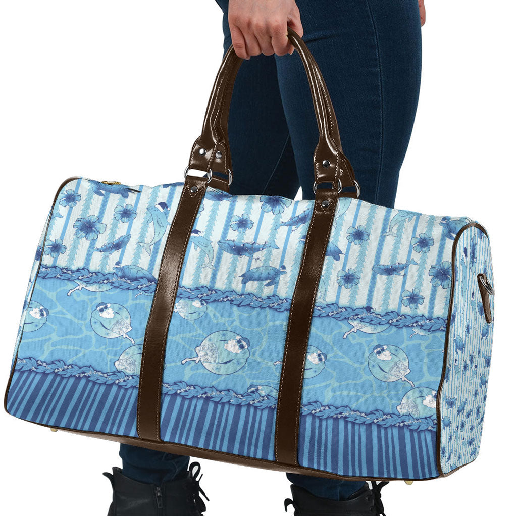 Hawaii Christmas In July Travel Bag Sky Blue Mele Kalikimaka Sea Animals DT05 - Polynesian Pride