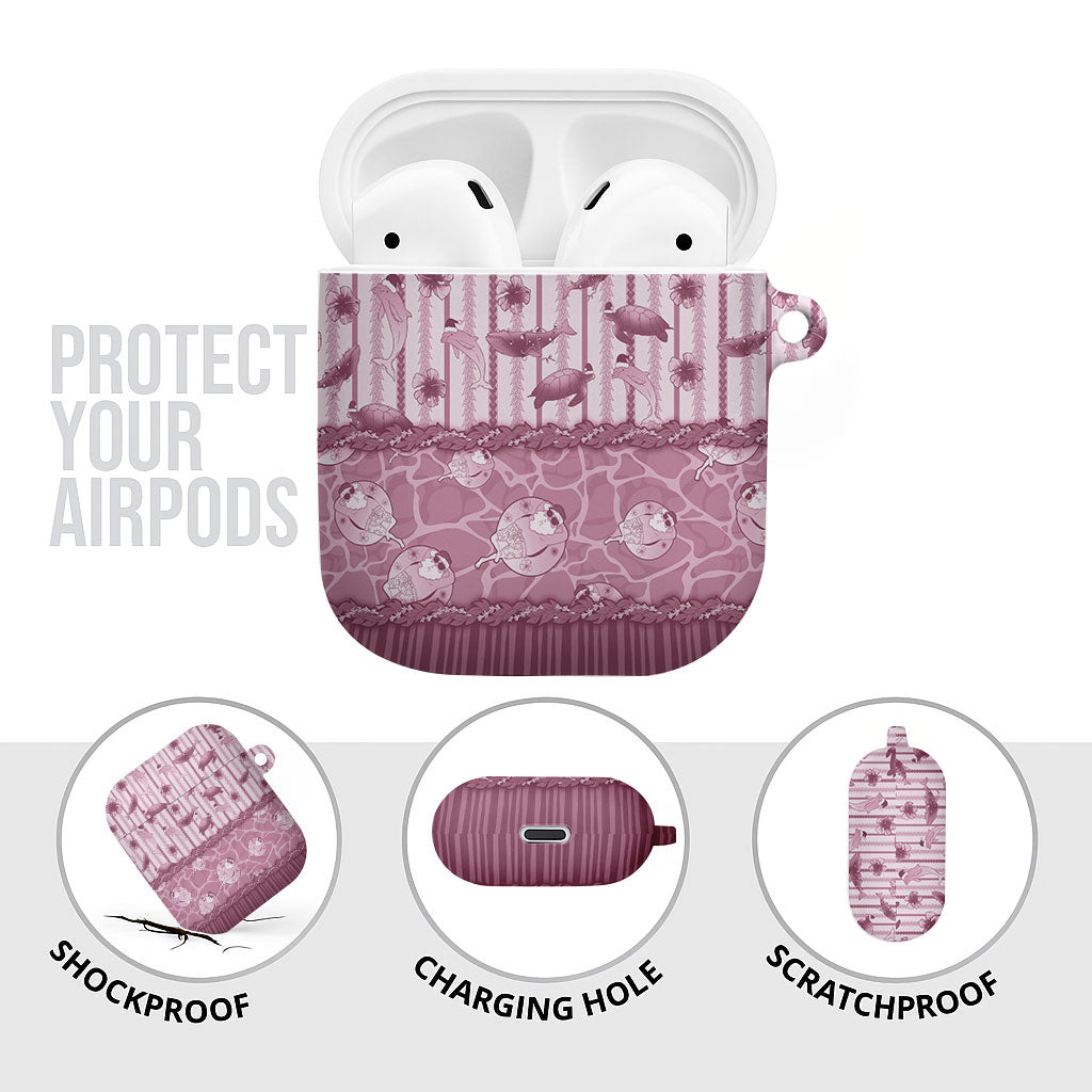 Hawaii Christmas In July AirPods Case Dusty Pink Mele Kalikimaka Sea Animals DT05 - Polynesian Pride