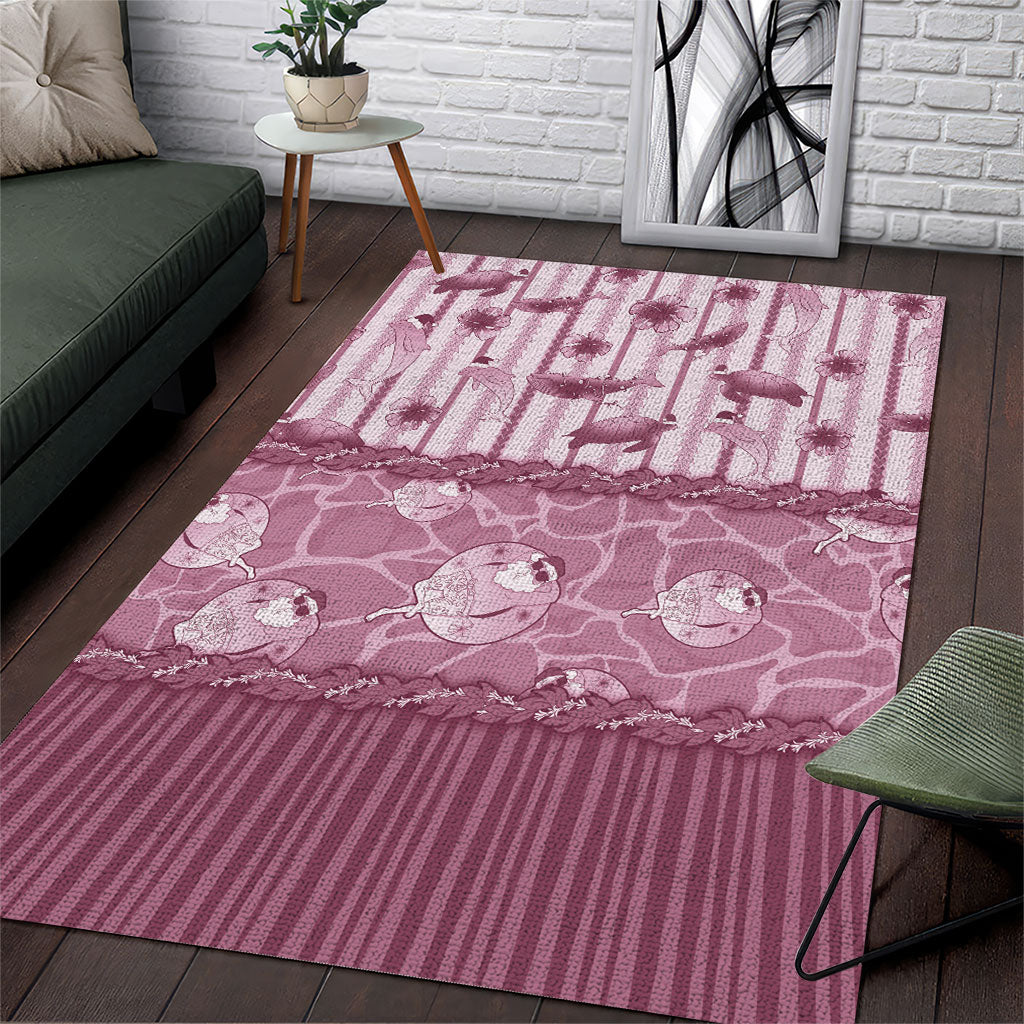 Hawaii Christmas In July Area Rug Dusty Pink Mele Kalikimaka Sea Animals DT05 Pink - Polynesian Pride