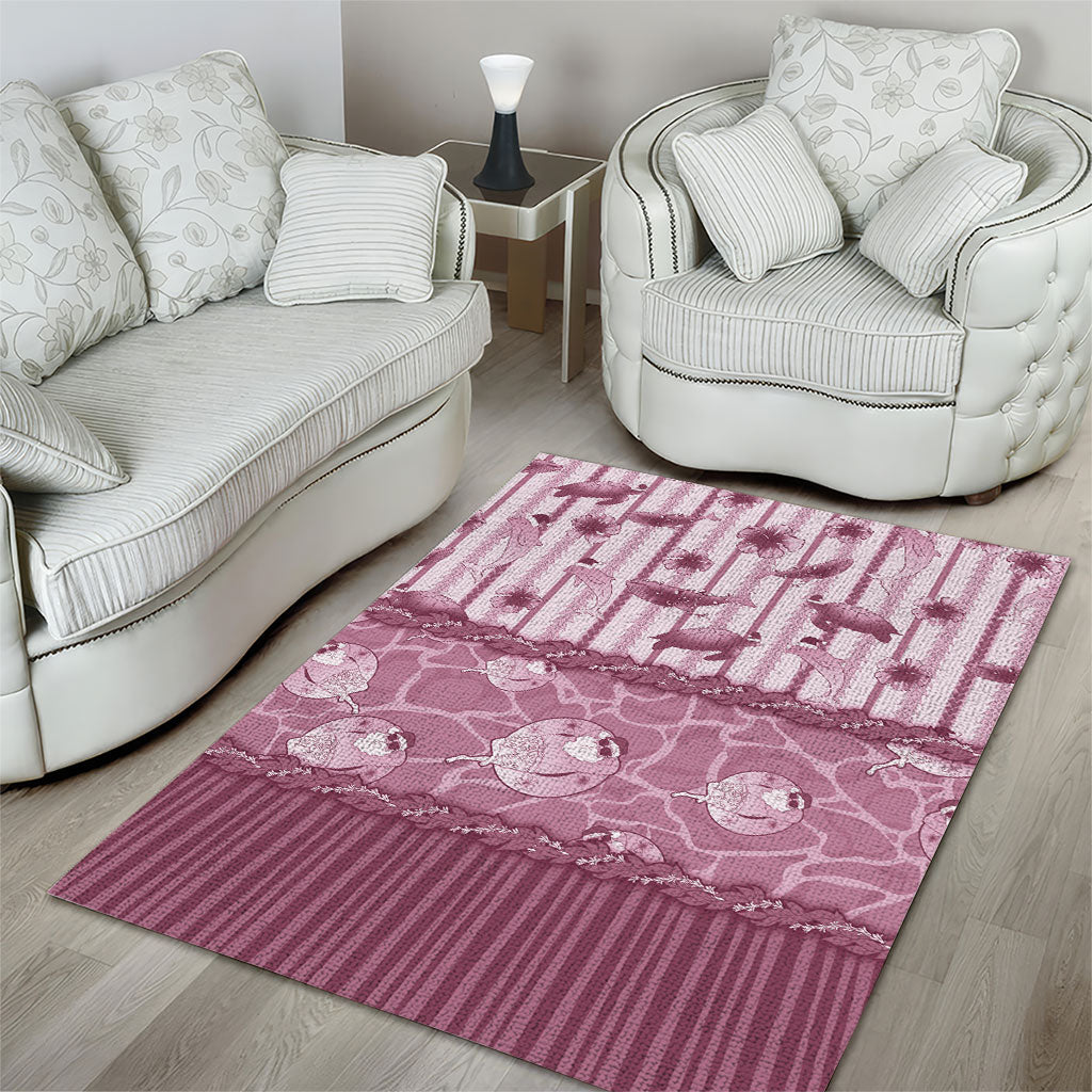 Hawaii Christmas In July Area Rug Dusty Pink Mele Kalikimaka Sea Animals DT05 - Polynesian Pride